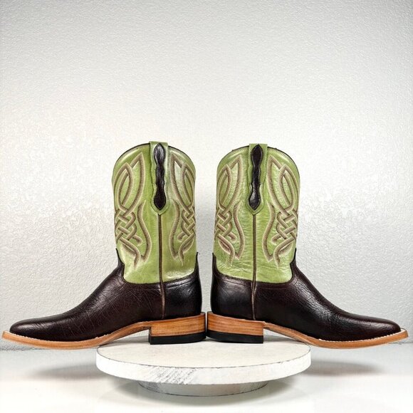 NEW Lane Capitan Mens Cowboy Boots CISCO 9.5D Brown Green Western Square Toe - Picture 6 of 10